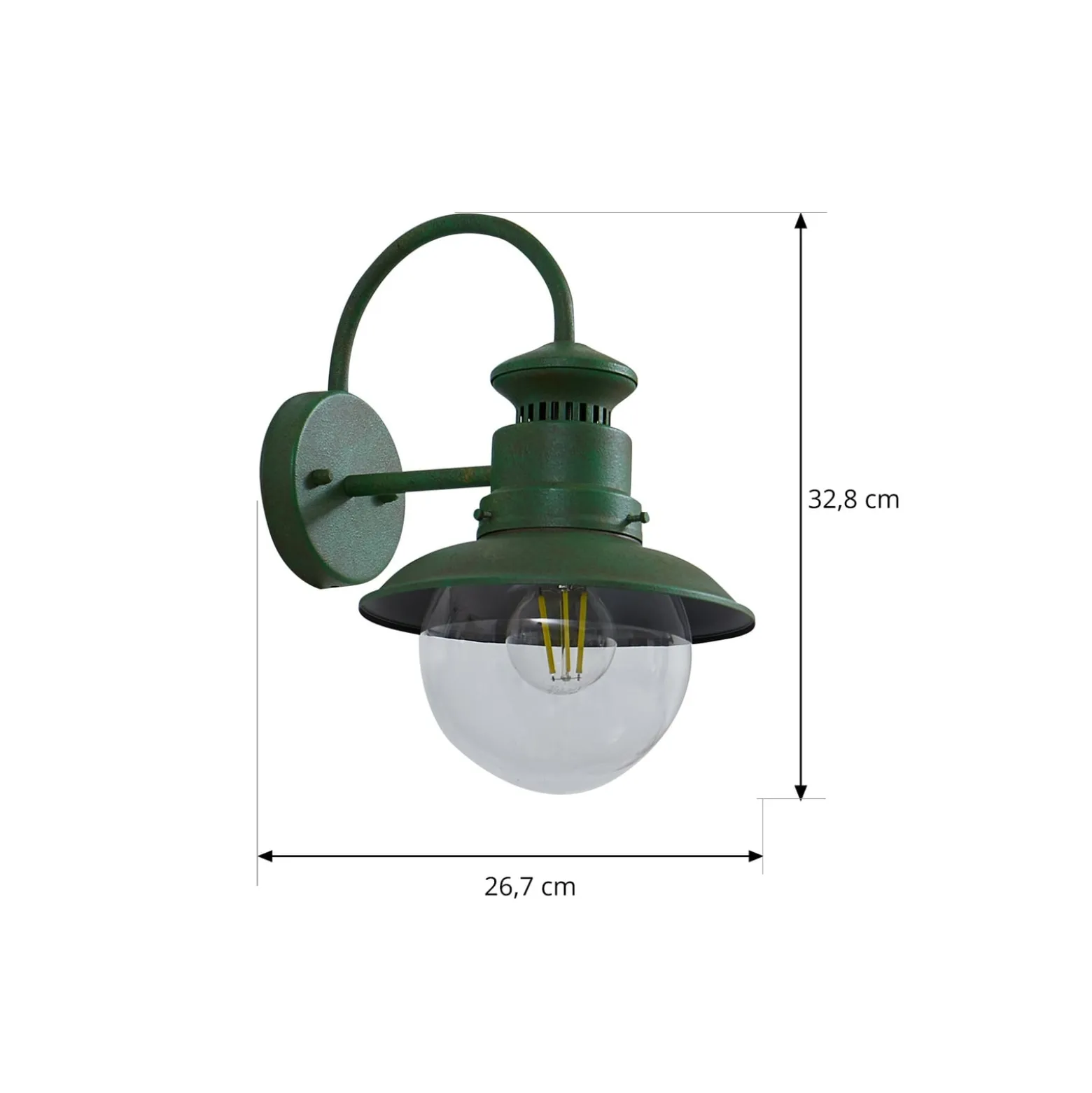 Lindby ulkoseinävalaisin Celinor, vihreä, teräs, Ø 15 cm