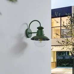 Lindby ulkoseinävalaisin Celinor, vihreä, teräs, Ø 15 cm