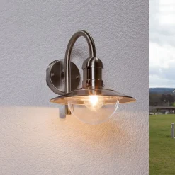 Lindby ulkoseinävalaisin Damion, 30 cm, ruostumaton teräs, E27, IP44
