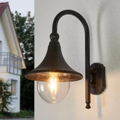 Lindby ulkoseinävalaisin Daphne, antiikkimusta, metalli, E27