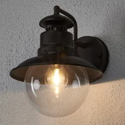 Lindby ulkoseinävalaisin Eddie, ruosteenvärinen, metalli, IP44, E27