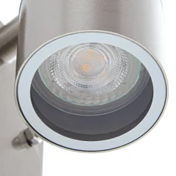 Lindby ulkoseinävalaisin Eyrin, korkeus 22 cm, ruostumaton teräs, anturi