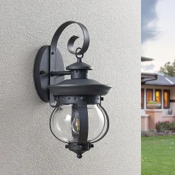 Lindby ulkoseinävalaisin Farley, 40 cm, tummanharmaa, IP44, E27