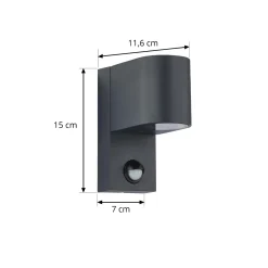 Lindby ulkoseinävalaisin Gelso, alumiini, 15 cm, GU10, anturi