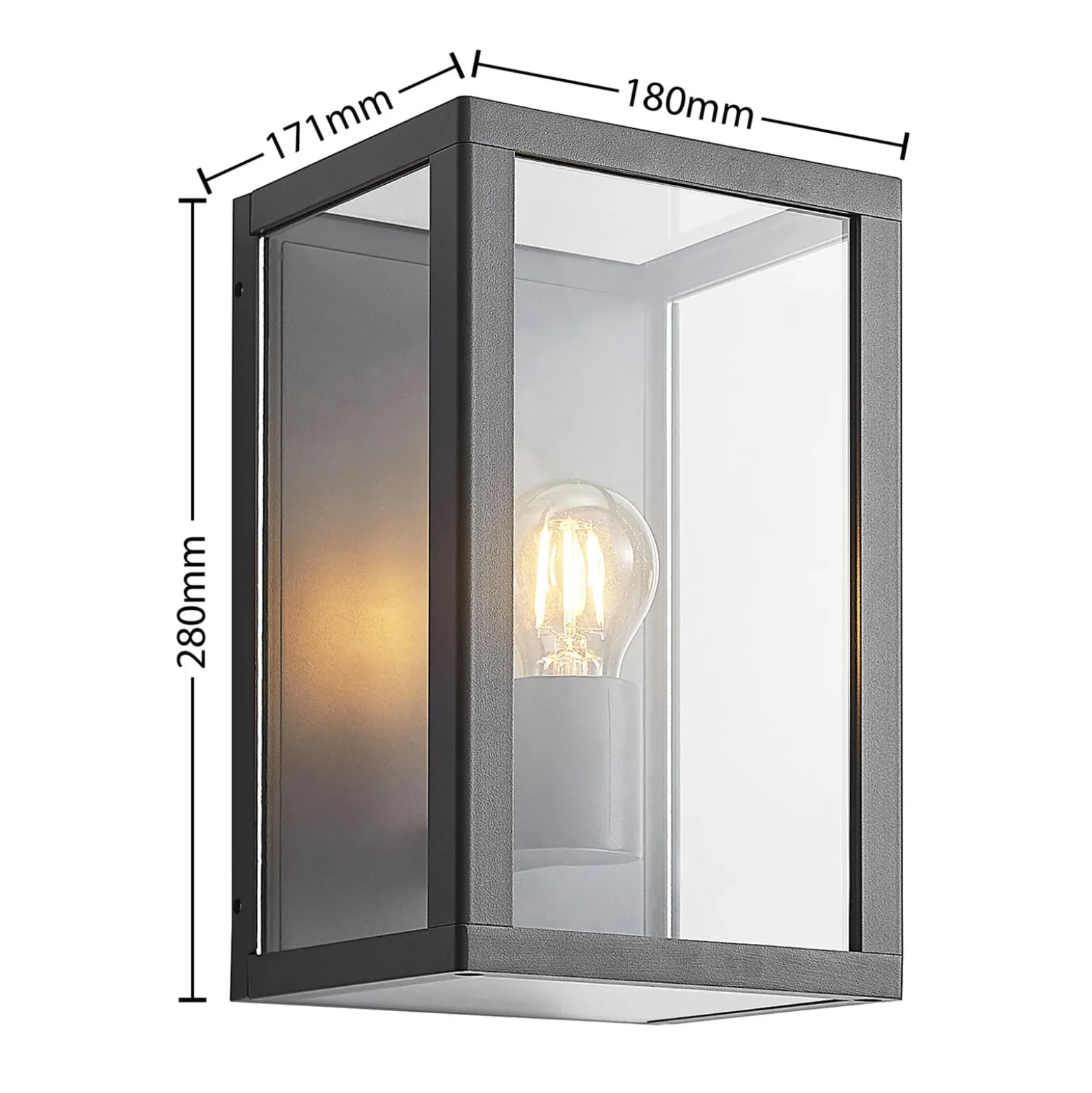 Lindby ulkoseinävalaisin Giavanna, 28 cm, antrasiitti, IP44, E27