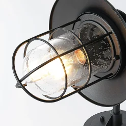 Lindby ulkoseinävalaisin Kyan, korkeus 32 cm, musta, IP44, E27