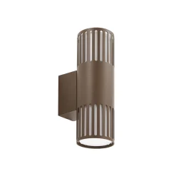 Lindby ulkoseinävalaisin Lurinda, 2-lamppuinen, ruskea, Ø10 cm, IP44