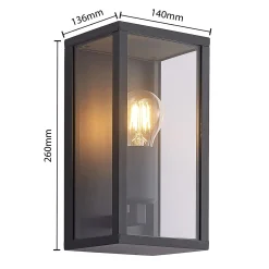 Lindby ulkoseinävalaisin Peldar, antrasiitti/kirkas, 26 cm, metalli