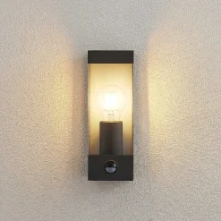 Lindby ulkoseinävalaisin Tilian, sensori, korkeus 25 cm, antrasiitti