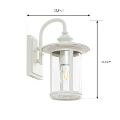 Lindby ulkoseinävalaisin Zayn, valkoinen, lasi, korkeus 33 cm, IP23