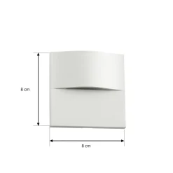 Lindby upotettava LED-seinävalaisin Alune, valkoinen, kaareva, 8x8cm, IP65