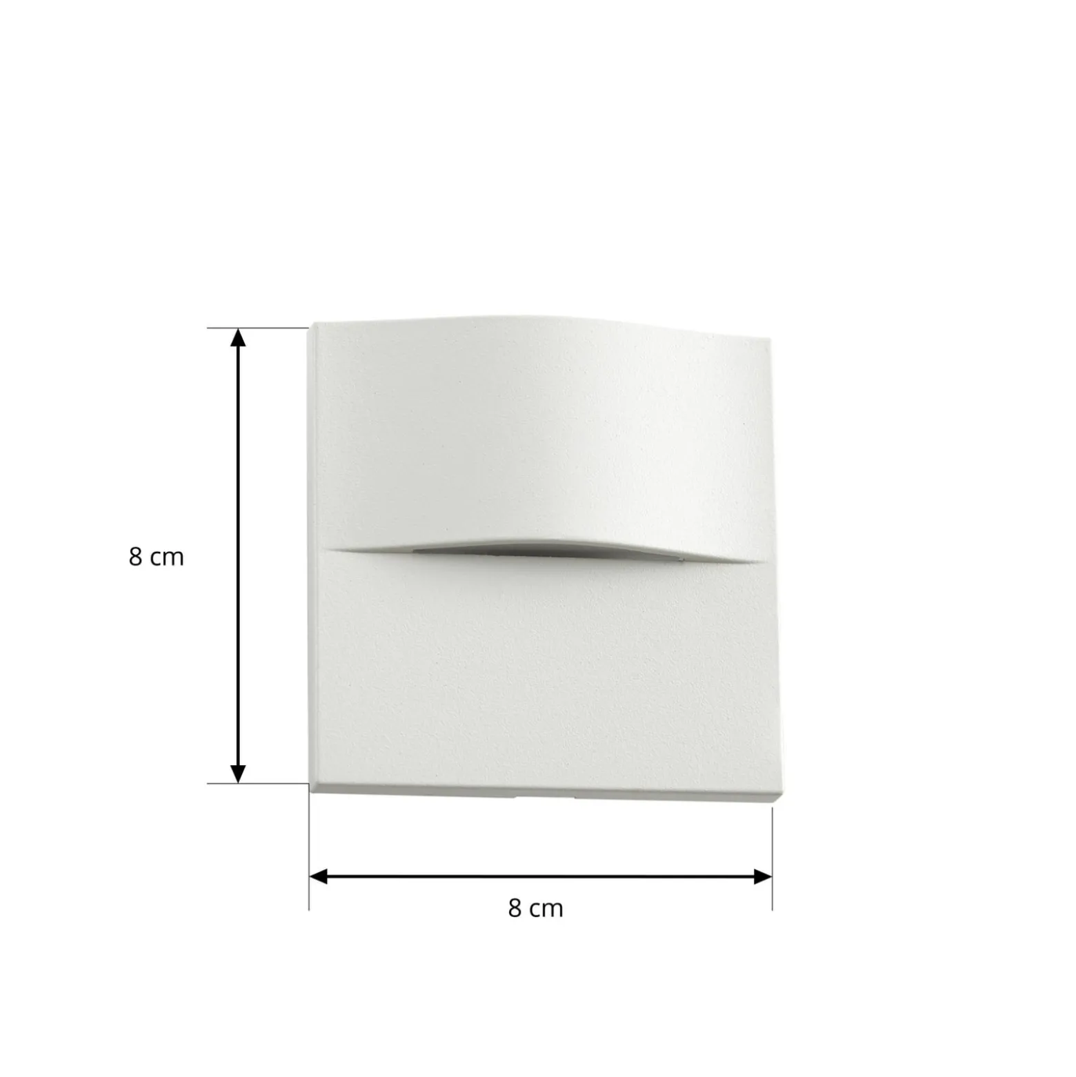 Lindby upotettava LED-seinävalaisin Alune, valkoinen, kaareva, 8x8cm, IP65