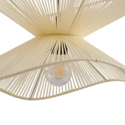 Lindby Valdorin -ulkoriippuvalaisin, beige, puuvilla, IP44