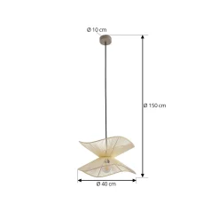 Lindby Valdorin -ulkoriippuvalaisin, beige, puuvilla, IP44