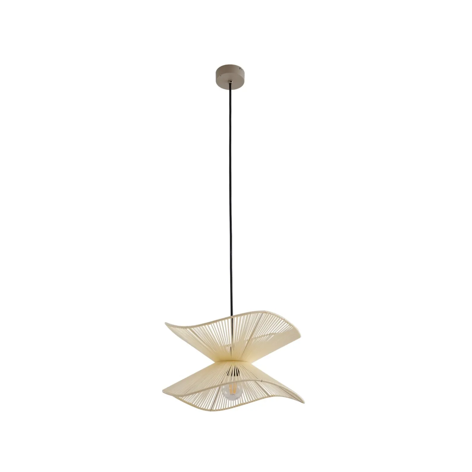 Lindby Valdorin -ulkoriippuvalaisin, beige, puuvilla, IP44
