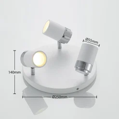 Lindby valonheitin Kardo, pyöreä, 3-valo, valkoinen, metalli, IP44