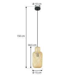 Lindby Venora-riippuvalaisin, Ø 15 cm, bambu, E27