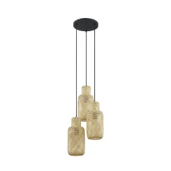 Lindby Venora riipusvalaisin, pyöreä, 3-valo, Ø 15 cm, bambu