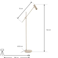 Lindby Vilo -lattiavalaisin, beige, 153 cm, GU10, kääntyvä
