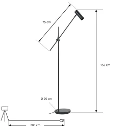 Lindby Vilo -lattiavalaisin, musta, 153 cm, GU10, kääntyvä