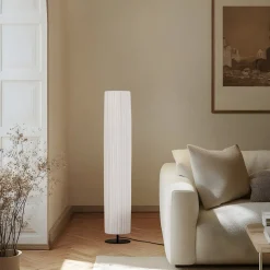 Lindby Virelle lattiavalaisin, valkoinen, tekstiili, korkeus 117 cm, E27