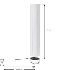 Lindby Virelle lattiavalaisin, valkoinen, tekstiili, korkeus 117 cm, E27