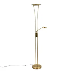 Lindby ylöspäin suunnattu LED-valaisin Eda, korkeus 180 cm, messinki,