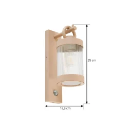 Lindby Yrene -ulkoseinävalaisin, 20 cm, beige, liiketunnistin, Riffle