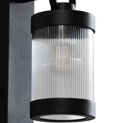 Lindby Yrene -ulkoseinävalaisin, 20 cm, musta, liiketunnistin, Riffle