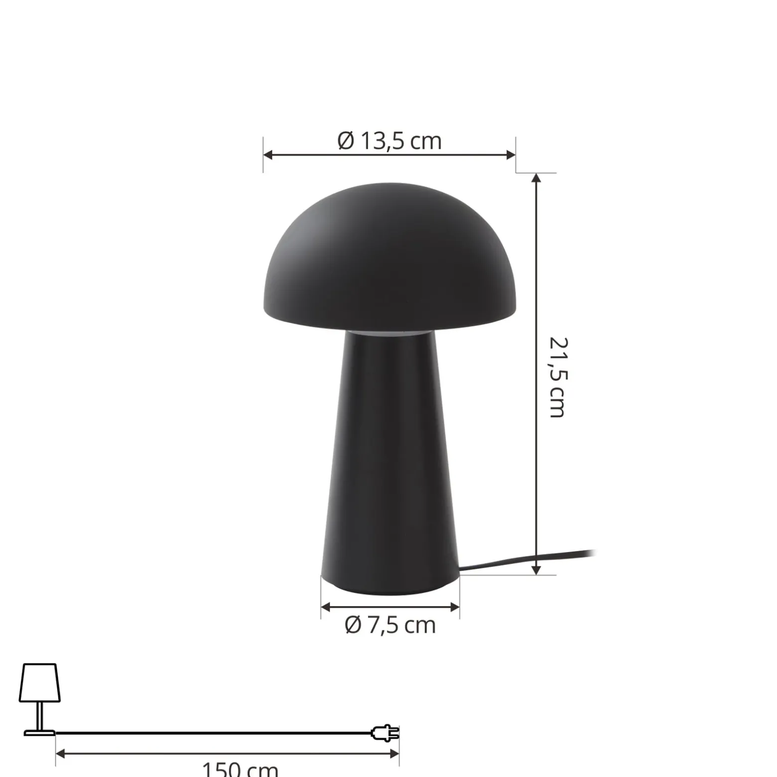 Lindby Zyre LED ladattava pöytävalaisin, musta, IP44, kosketus himmennin