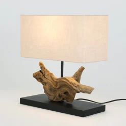 Lipari pöytävalaisin, puunvärinen/beige, korkeus 41 cm, pellavaa