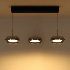 Livion-LED-riippuvalaisin, savuharmaa/musta, lasi, 85 cm