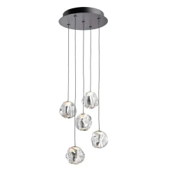 LOOM DESIGN LED-riippuvalaisin Ice Ball, kromi/kirkas, 5-valo, 5 valoa