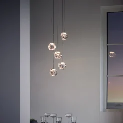 LOOM DESIGN LED-riippuvalaisin Ice Ball, kromi/kirkas, 5-valo, 5 valoa