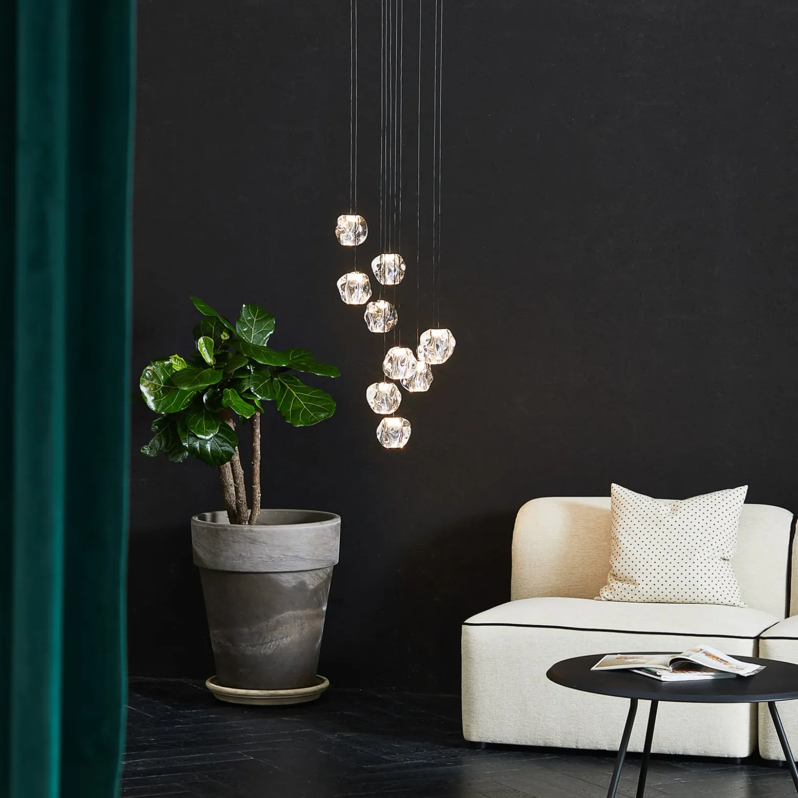 LOOM DESIGN LED-riippuvalaisin Ice Ball, kromi/kirkas 10-valo 10 valoa