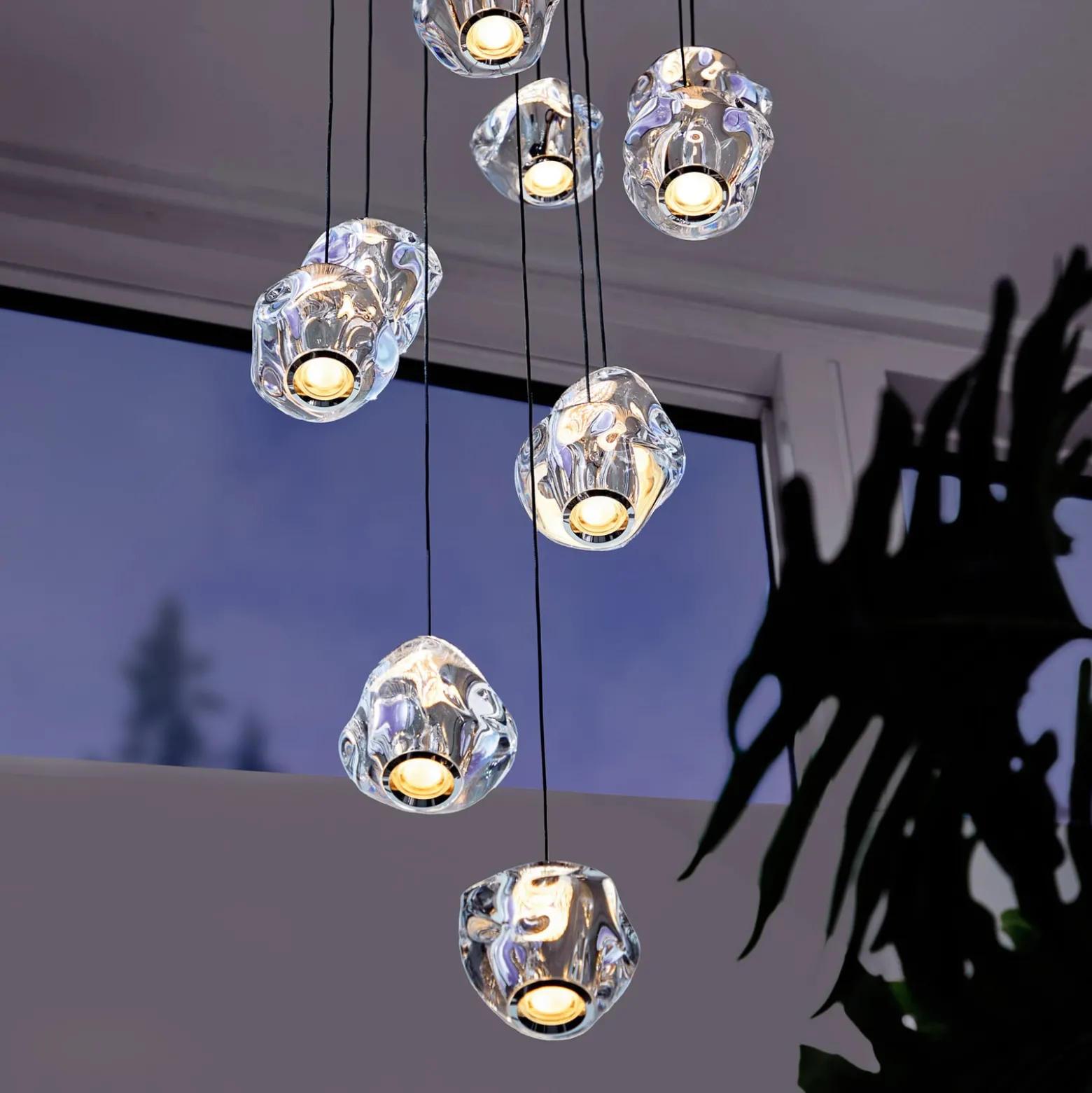 LOOM DESIGN LED-riippuvalaisin Ice Ball, kromi/kirkas 10-valo 10 valoa