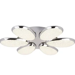 Lori LED-kattovalaisin, 6-valo, 52 cm, kromi/himmeä, lasi