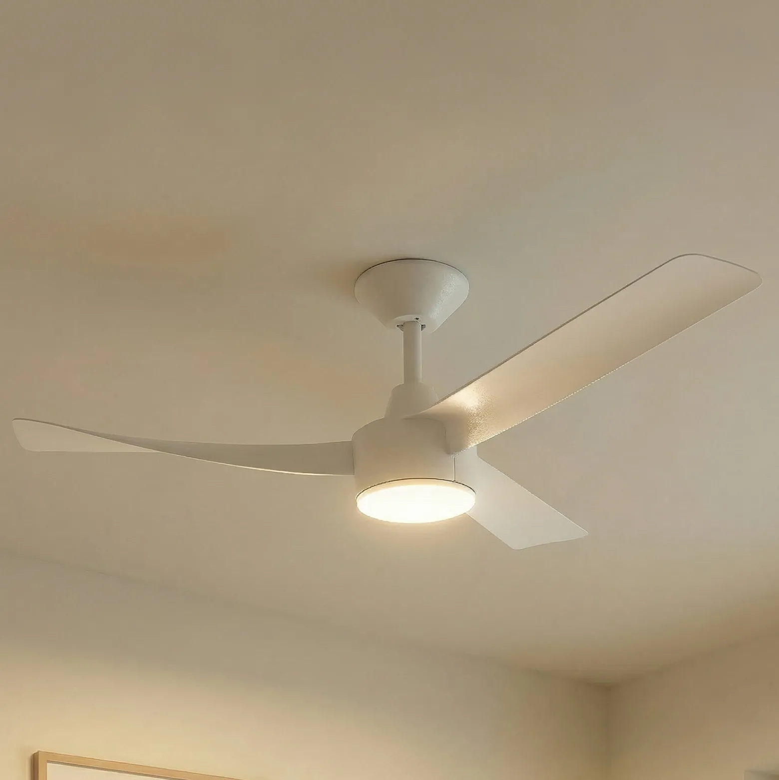Lucande Airona LED-kattotuuletin, valkoinen, tasavirtakäyttöinen, hiljainen,