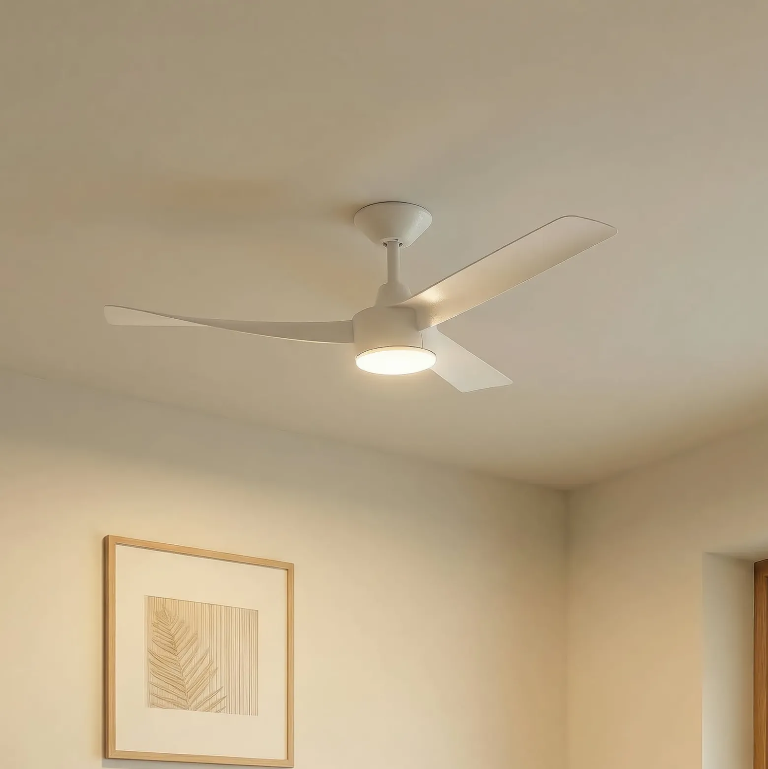 Lucande Airona LED-kattotuuletin, valkoinen, tasavirtakäyttöinen, hiljainen,