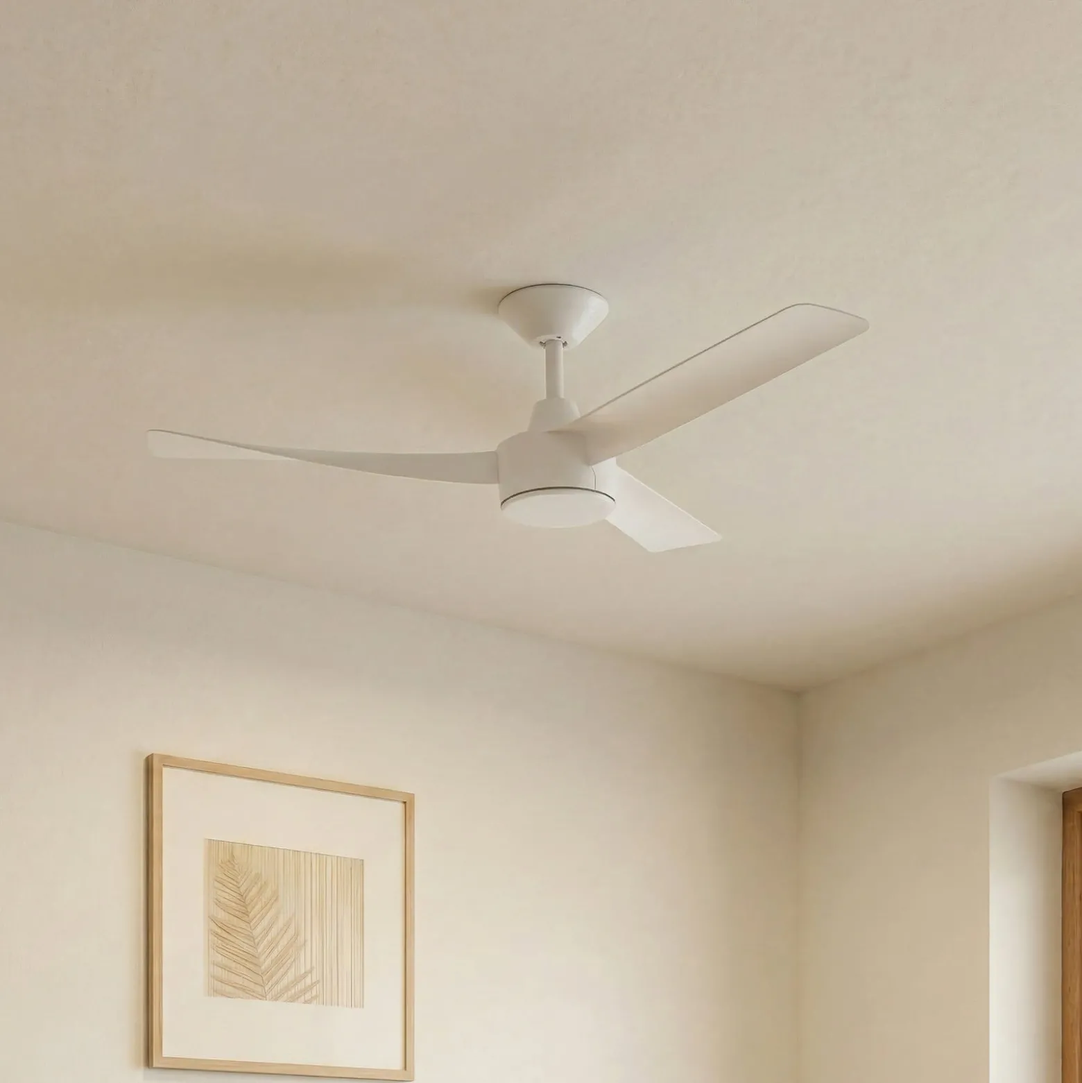 Lucande Airona LED-kattotuuletin, valkoinen, tasavirtakäyttöinen, hiljainen,