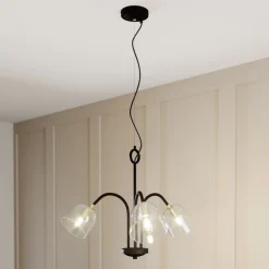 Lucande Anjita -riippuvalo, lasivarjostin, 3-lamp.
