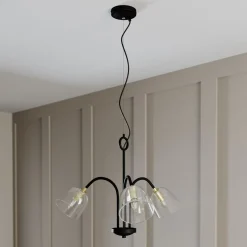 Lucande Anjita -riippuvalo, lasivarjostin, 3-lamp.