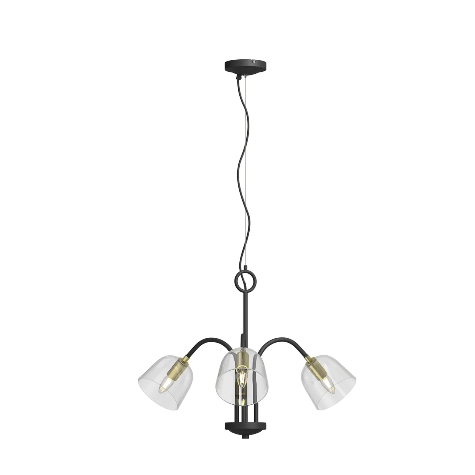 Lucande Anjita -riippuvalo, lasivarjostin, 3-lamp.