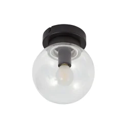Lucande Badolo kattovalaisin, musta, lasia, Ø 15 cm, IP44