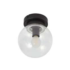 Lucande Badolo kattovalaisin, musta, lasia, Ø 15 cm, IP44