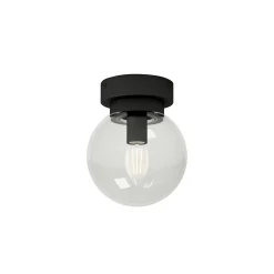 Lucande Badolo kattovalaisin, musta, lasia, Ø 15 cm, IP44
