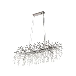 Lucande Bellora-riippuvalaisin, 101 cm, ruostumaton teräs, kristalli