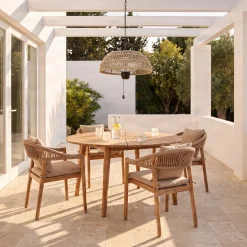 Lucande Calenza -terassilämmitin, beige, halkaisija 50 cm, 1 500 W
