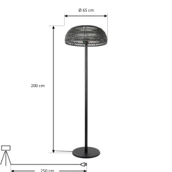 Lucande Calenza -terassilämmitin, musta, 200 cm, 3 tehotasoa