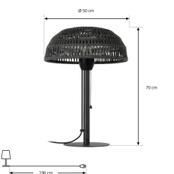 Lucande Calenza -terassilämmitin, musta, 70 cm, 1 500 W